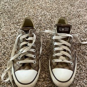 Converse sneakers, brown plaid, size 7 women’s or 5 men’s